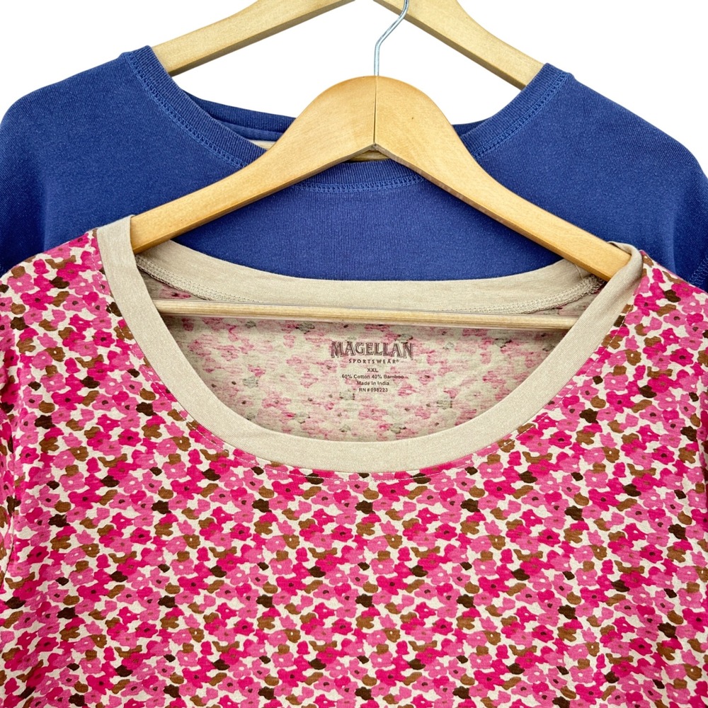 Y2K Magellan Sportswear Womens XXL T-Shirt Bundle Floral Pink Blue-ish Purple